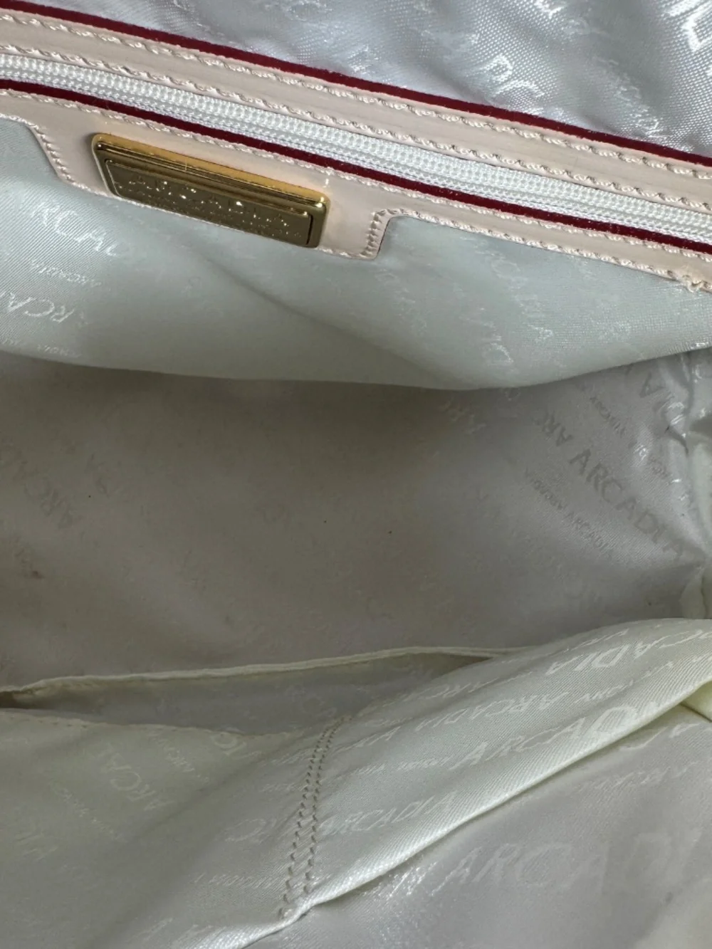 Arcadia Cream Embossed Patent Leather Satchel Bag Made in Italy